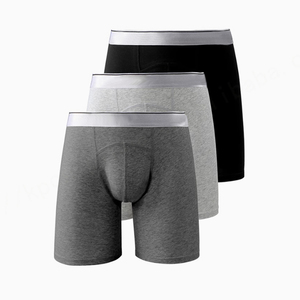Venta al por mayor de bóxer para hombre corto ángulo plano transpirable ropa interior breve logotipo personalizado Calzoncillos largos de algodón para hombre y boxers - Product Image 1