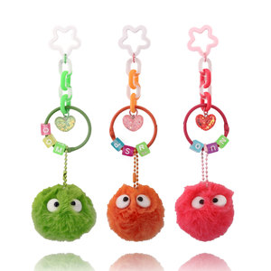 Cute Plush Monster Keychains - Colorful Acrylic Chain, Heart & Letter Charms, Cartoon Bag Accessories