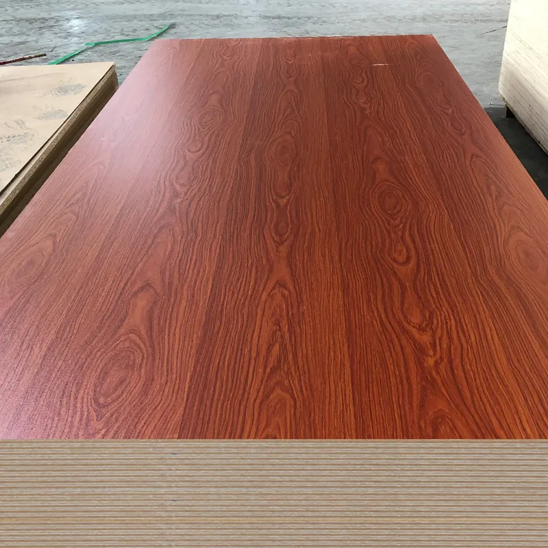 Tableros de fibra de grano de madera papel melamina con cara de Tablero de madera mdf laminado para armario / mesa de comedor
