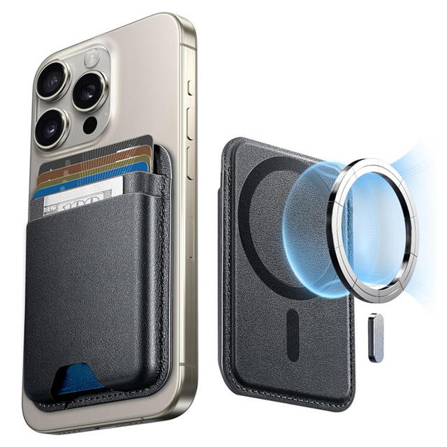 Fashion Magnetic Wallet PU Leather Cell Phone Magsafe Card Women's Wallet Double Insert Pocket magsafe Card Holder for Phone 17