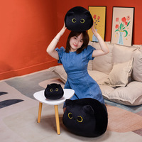 Nouvelle peluche chat noir 3D mignon kawaii, jouet en peluche doux en forme de chat noir