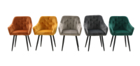 Chaises de table à manger modernes et luxueuses en velours pour la maison Mobilier de salon en vente de gros en tissu PC d'usine confortable