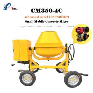 เครื่องผสมปูนซีเมนต์ขนาดเล็กแบบพกพาสำหรับโรงงาน ใช้เครื่องยนต์ดีเซล 350 ลิตร สำหรับฟาร์ม มอเตอร์ 6 แรงม้า ความเร็ว 5 เมตร/ชั่วโมง ประสิทธิภาพสูง - Product Image 2