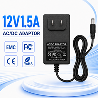 Adaptateur secteur AC/DC 12V 1.5A en gros, prise personnalisée US EU AU UK, connecteur DC, certifié CE FCC EMC RoHS, alimentation murale