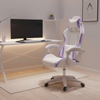 Chaise de bureau pivotante confortable pour fille, couleur violette, avec fonction de levage et d'inclinaison, chaise de jeu avec repose-pieds