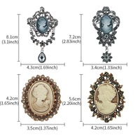 Broche de tête de beauté style rétro européen et américain pour enfants, incrustée de cristaux, en alliage métallique plaqué argent, pour usage quotidien sur vêtements