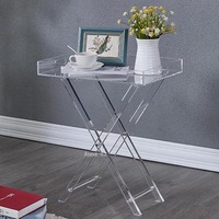 Table basse en acrylique transparent de style moderne Table à thé pliante en plexiglas transparent pour meubles de maison extensibles pour le salon