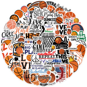 50pcs drôle <span class=keywords><strong>basket</strong></span>-ball autocollant autocollant étanche couleurs vives pour ordinateur portable ou voiture dessins animés grand public pour les fans de <span class=keywords><strong>basket</strong></span>-ball - Product Image 1
