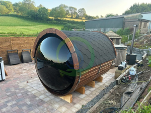 Kabin Sauna barel Cedar inframerah kayu luar ruangan Modern untuk 2-3 orang dengan jendela panorama - Product Image 3