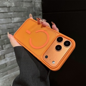 เคสโทรศัพท์แบบใสแม่เหล็กดูดติดหรูหราสำหรับ iPhone 17 16 Pro Max 15 14 13 12 Plus, เคส iPhone 17 สีส้มด้าน - Product Image 1