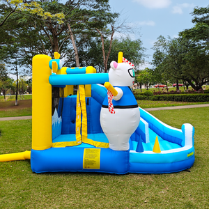 Tobogán de <span class=keywords><strong>castillo</strong></span> inflable con temática de oso Polar para niños para patio trasero Splash Play Fiestas de cumpleaños de verano Parque acuático al aire libre - Product Image 2