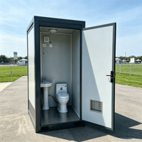 Cabine sanitaire extérieure de haute qualité en structure acier avec toilettes, lavabo et ventilateur extracteur pour zone de service routière