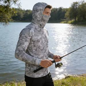 เสื้อแจ็คเก็ตตกปลาแบบมีฮู้ดป้องกันแสงแดด UPF ระบายอากาศได้ดี แห้งเร็ว เสื้อผ้าตกปลาน้ำหนักเบา สำหรับตกปลาแบบกลางแจ้ง - Product Image 5