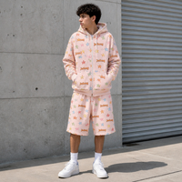 Ensemble de survêtement unisexe à capuche de couleur unie, deux pièces, coupe ample, décontracté, sportif, impression numérique DTG, vente en gros personnalisée