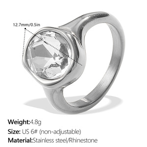 Anillo de circón vintage con forma de lágrima para mujer, diseño irregular, acero inoxidable, chapado en oro, estilo de corte de lujo, joyería de moda - Product Image 6
