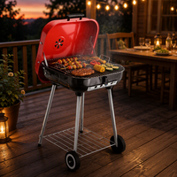 Barbecue à charbon de bois carré sur chariot, sans fumée, en fer de qualité supérieure, pour jardin extérieur