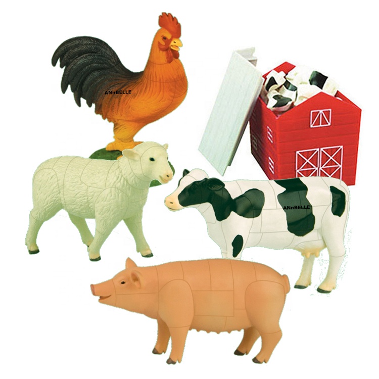 3d animale puzzle animali da fattoria capsula animale puzzle maiale latte mucca mucca gallo