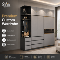 Armoire de chambre à coucher moderne sur mesure avec grands tiroirs de rangement, étagères ouvertes et fournisseur de meubles en gros OEM ODM