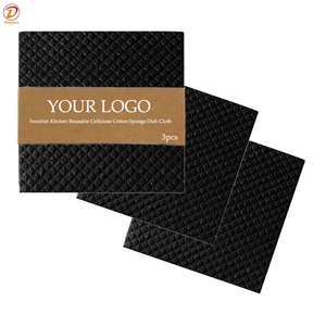 Paños de Cocina Suecos Negros Ecológicos, <span class=keywords><strong>Toallas</strong></span> de Papel Reutilizables, Esponja de <span class=keywords><strong>Celulosa</strong></span> para Limpiar Platos, Paños de Cocina - Product Image 1