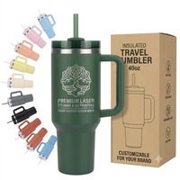 Gobelet isotherme en acier inoxydable de 40 oz avec poignée ergonomique et couvercle à paille pour les trajets quotidiens