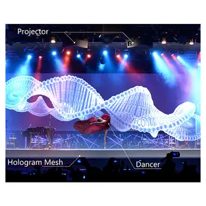 Layar proyeksi holografik 3D ajaib ukuran besar 6m layar jala Hologram transparan layar kasa Hologram 3d jala iklan