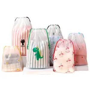 Heavy Duty Polyester Translucent Draw String Packaging Storage Bag Cool Frosted Eva Pvc Drawstring Bag
