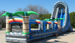 상업용 22피트 더블 레인 인플레이터블 워터 슬라이드 풀 포함 파티 렌탈용 슬립 앤 슬라이드 - Product Image 5