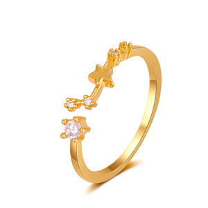 Mode 12 Sternbilder Ring Mode Offener Ring Glücklicher bester Freund Geschenk Gold Farbe Diamant Sternzeichen Ring - Product Image 2