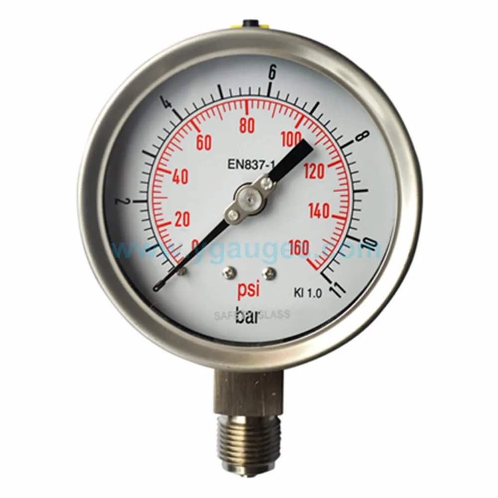 all stainless steel heavy duty pressure gauge