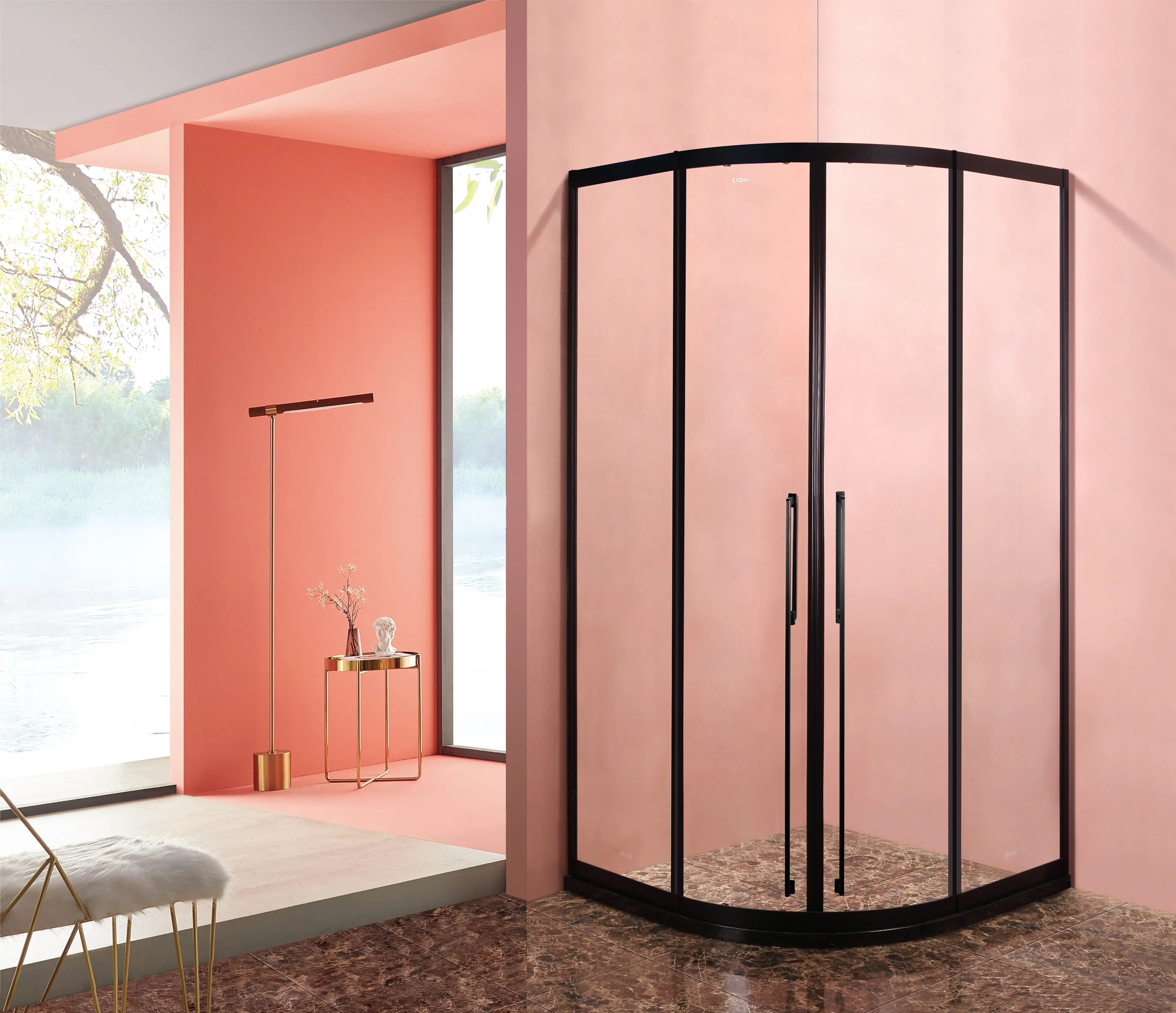 Dörtgen şekil mat siyah duşakabin profiller temperli cam duş kabini