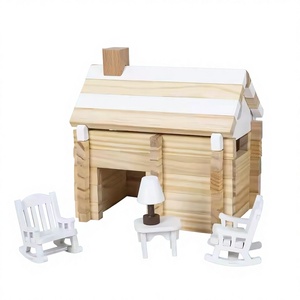 Blocs de construction <span class=keywords><strong>en</strong></span> bois massif écologiques pour <span class=keywords><strong>maison</strong></span> <span class=keywords><strong>en</strong></span> rondins, jouet Montessori unisexe pour l'apprentissage précoce, jeu de construction, cadeau pour les tout-petits - Product Image 1