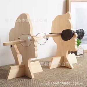 Wooden <b>Glasses</b> Holder Head Shape Natural Wood Color Handmade Storage <b>Rack</b> For Eyewear Display - Product Image 5