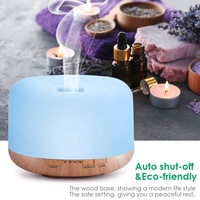 Diffuseur d'aromathérapie ultrasonique 500 ml en plastique imitation bois, humidificateur électrique 5 en 1 avec lumière LED et télécommande pour usage domestique