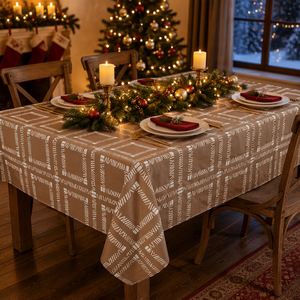 Mokkabraune PEVA-Tischdecke Größe Anpassbar <span class=keywords><strong>Oho</strong></span> Tribal Geometrisches Quadratmuster PEVA für Weihnachten St. Patrick's Day Party-Tisch - Product Image 1