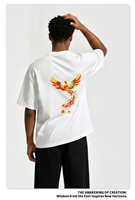 T-shirt en coton épais de luxe DUYI, style chinois, imprimé Phénix, unisexe, coupe oversize, respirant, épaules tombantes, dos large
