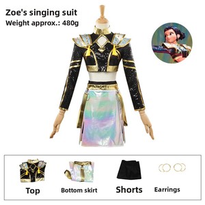 Costume de cosplay Kpop Demon Hunter Girl Group pour femme adulte, en spandex, Zoe Anime Lumi, tenue de scène Mira, noir et or - Product Image 3