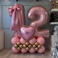 Ensemble de ballons en latex magiques créatifs en promotion, numéros et cœurs roses, pour colonne de ballons, décorations de fête d'anniversaire pour enfants