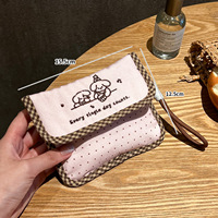 Dompet Wanita Bordir Anjing Kecil Lucu Model Zero Wallet Multi Warna Tas Penyimpanan Portabel Kapasitas Besar