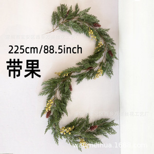 Guirlande de baies rouges et de cyprès H-740 pour décorations de Noël saisonnières en extérieur, décorations de Noël festives - Product Image 5