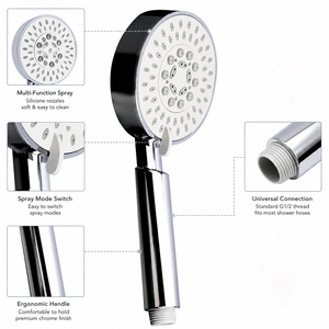 <span class=keywords><strong>Douchette</strong></span> à main moderne facile à nettoyer, chromée, haute pression, avec buses en silicone anti-colmatage pour l'hôtellerie - Product Image 3