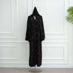 Abaya Elegante Abierta para <span class=keywords><strong>Mujer</strong></span> 2025, Bordado a Mano, Estilo Casual de Manga Larga, Traje Islámico Árabe, Estilo Modesto para Primavera, Pañuelo Musulmán - Product Image 2