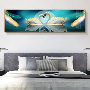 Home decor luxury new arrive Wall Picture Frame 5 D diamond bed swan crystal porcelain canvas painting and wall art