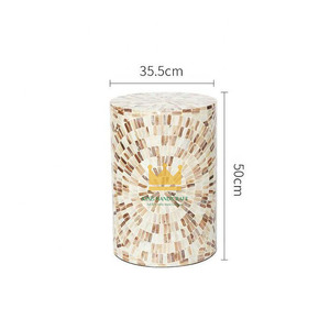 Taburete Ajustable Moderno MOP de Capiz - Mesa Auxiliar Decorativa con Diseño Cilíndrico para Muebles de Sala de Estar de Vietnam - Product Image 4