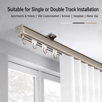 Rail de rideau double silencieux en alliage d'aluminium, fixation au plafond, robuste, double rail, antirouille, pour fenêtre