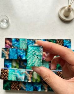 Original Galaxy Resin Leopard Print Layered Handmade <b>Folding</b> Metal <b>Legs</b> Classic American Mahjong Tiles Real Shot Stock Ready - Product Image 5