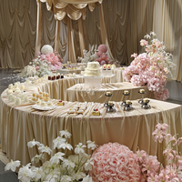 Table à dessert modulaire en fer courbé en forme de S, semi-démontable, en métal, pour présentation de mariage, banquet, événement, nouvelle arrivée, artificielle