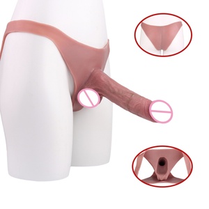 Skin Feeling Briefs&Boxer Shorts Pants With Large Hollow <b>Dildo</b> Realistic Male Strapon Penis Sleeve Adult Sex Game - Product Image 1