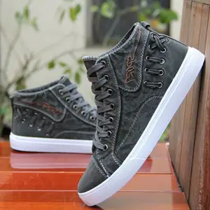 autumn new men's high-top soft-soled breathable leisure outdoor students thick-soled skateboard canvas shoes men's shoes 1142