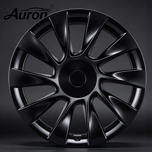 Nouvelle jante en alliage d'aluminium Auron 5.5x17 Noir brillant à lèvre usinée, multi-rayons, moulée, pour véhicule de tourisme, 26 pouces, avec boulons - Product Image 1
