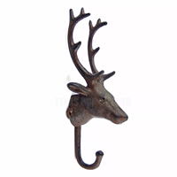 Crochet mural robuste en fonte, tête de cerf scandinave, grand crochet double pour manteaux, décoration murale en fonte, cerf